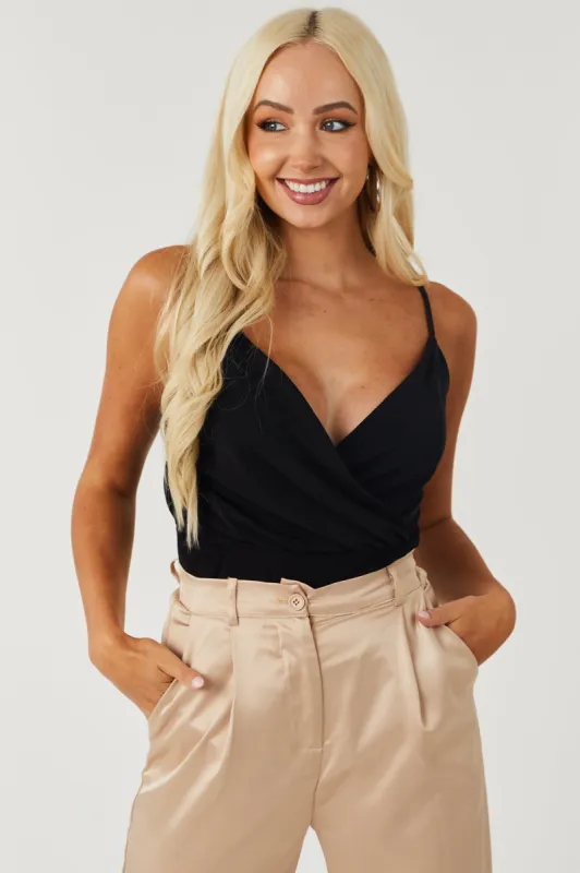 Black Sleeveless V Neck Knit Bodysuit sold by Lime Lush