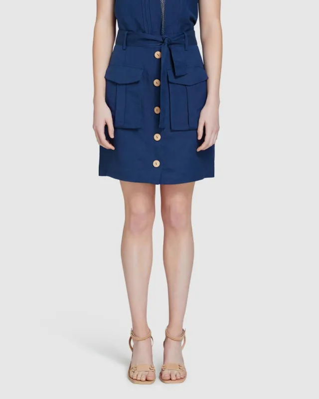 Izzy Linen Blend Skirt sold by Oxford Shop