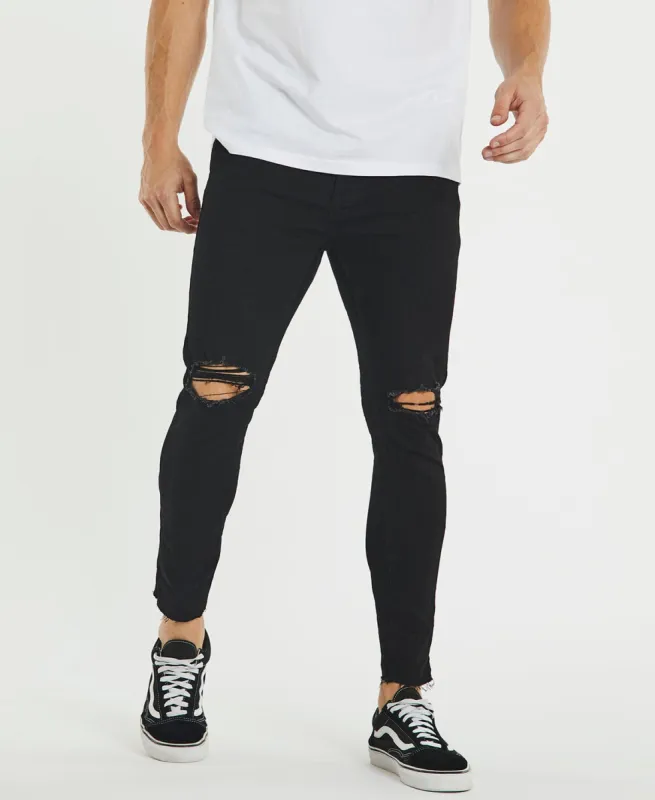 Hacksaw Cropped Skinny Jeans Rinse Black sold by Neverland