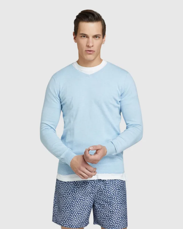 Cotton Cashmere V-Neck Pullover sold by Oxford Shop