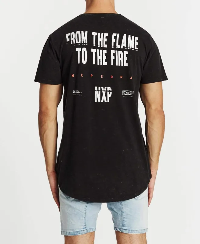 Fire Flame Cape Back T-Shirt Acid Black sold by Neverland