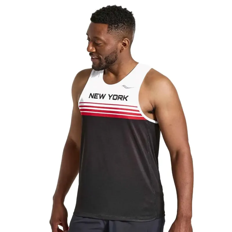 Mens Saucony Stopwatch Singlet - New York sold by Pace Athletic