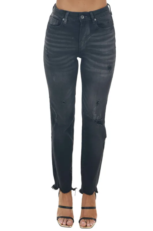 Special A Vintage Grey High Rise Relaxed Skinny Jeans sold by Lime Lush