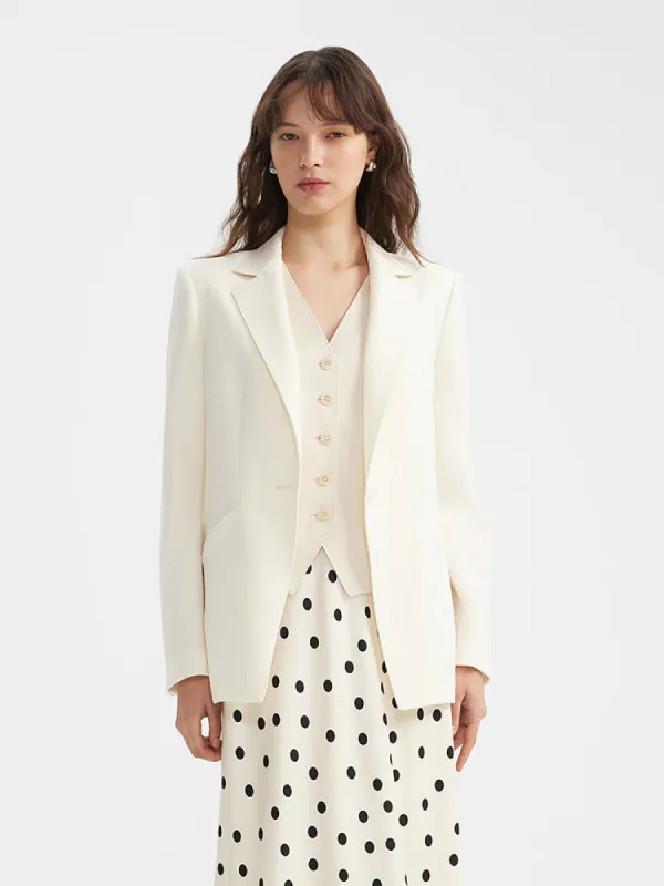 Worsted Wool One Button Women Blazer sold by Goelia