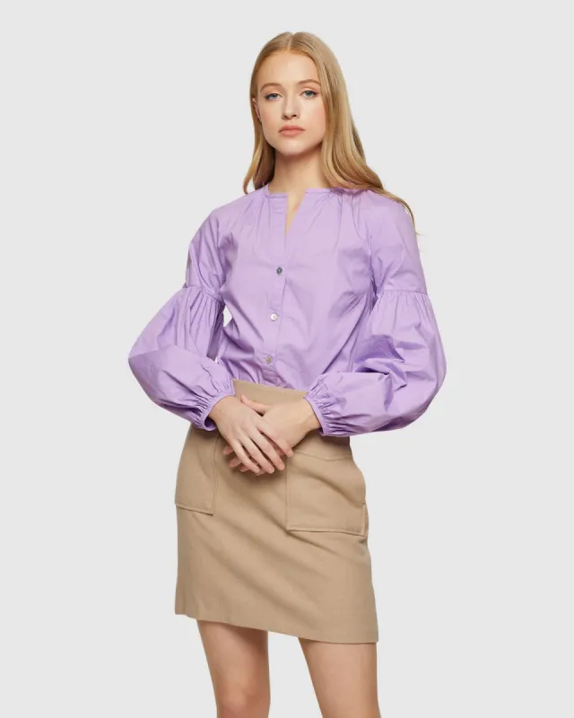 Harriet Gathered Sleeve Blouse sold by Oxford Shop