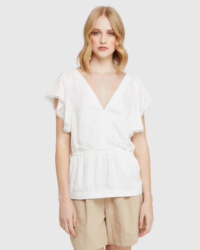Bianka Lace Trim Top sold by Oxford Shop