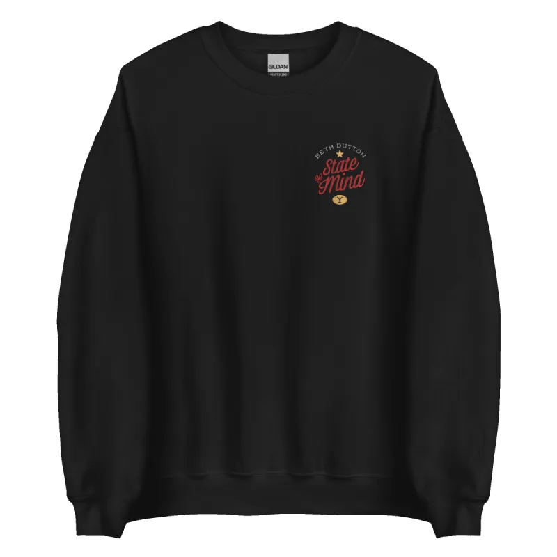 Yellowstone Beth Dutton State of Mind Small Fleece Crewneck Sweatshirt sold by Paramount Shop