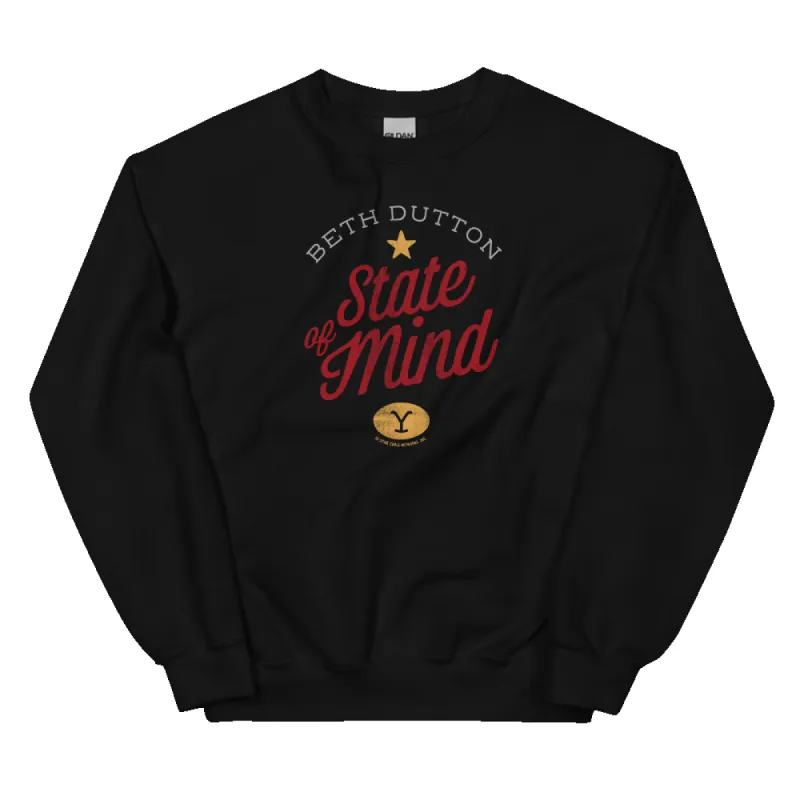 Yellowstone Beth Dutton State of Mind Fleece Crewneck Sweatshirt sold by Paramount Shop