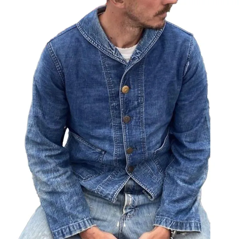 Men's Vintage Distressed Denim Jacket 71815612X sold by Manly
