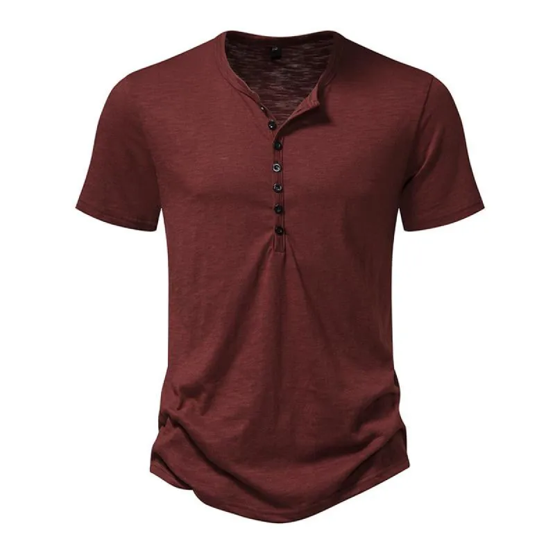 Men's Casual Henley Neck Cotton Slim Fit Short Sleeve T-Shirt 50947478M sold by Manly