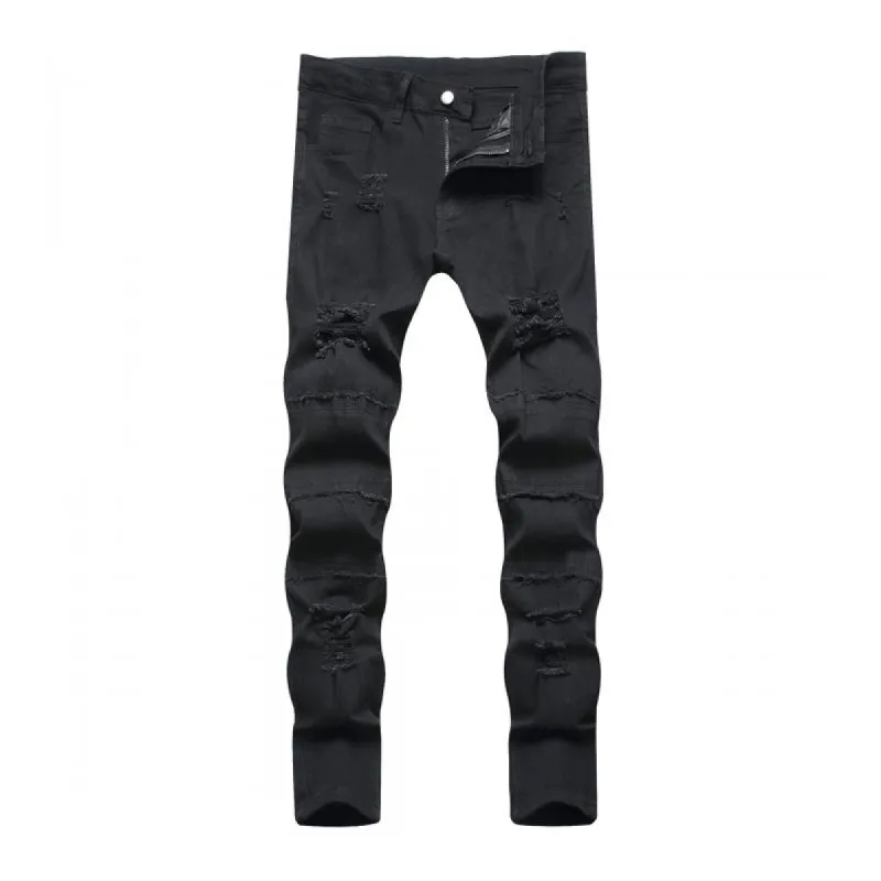 Men's Fashion Distressed Hole Slim Jeans 35594825Z sold by Manly
