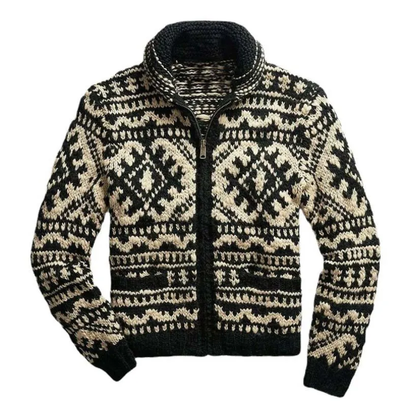 Men's Lapel Vintage Jacquard Knit Jacket 07846601M sold by Manly