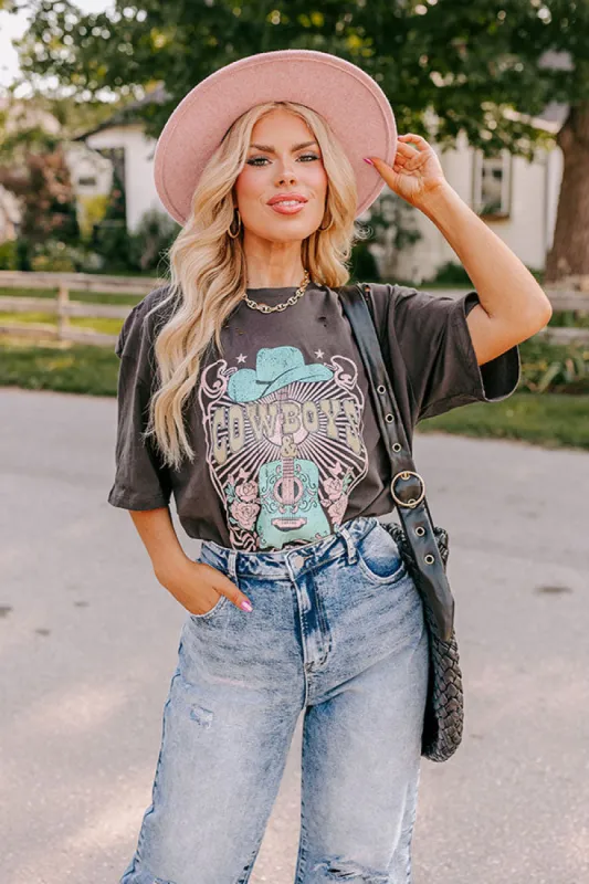 Cowboys and Country Music Distressed Boyfriend Tee Curves sold by Impressions