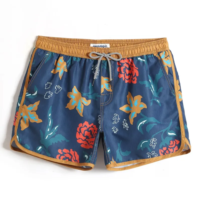 FloraFever Red Flowers Swim Trunks sold by maamgic