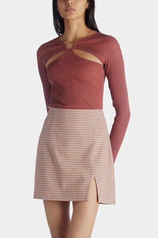 Long Sleeve Knit Top With Front Cut Out Details sold by Lord & Taylor
