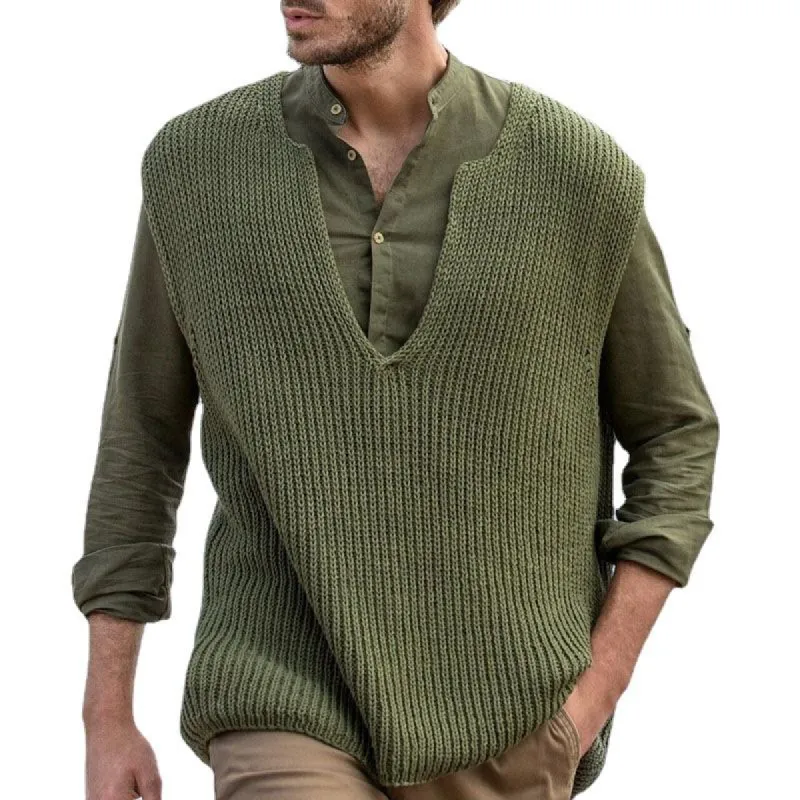 Men's Sleeveless V-Neck Loose Knit Vest  20980803X sold by Manly