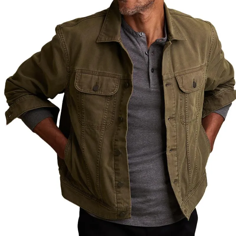 Men's Vintage Classic Lapel Single Breasted Long Sleeve Denim Jacket 73870186M sold by Manly