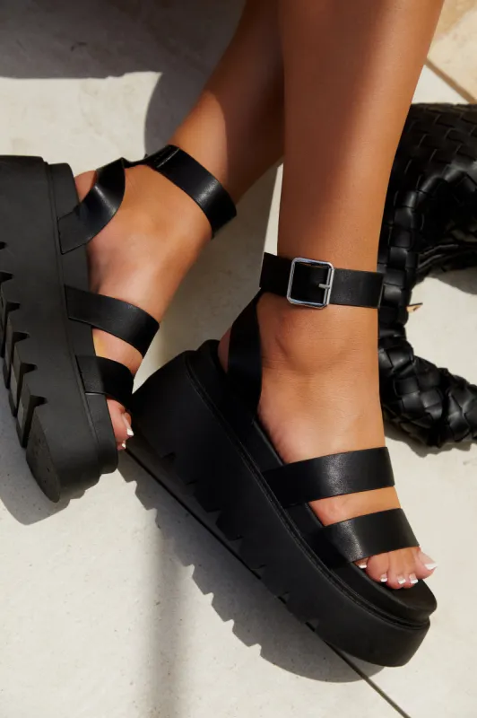 Emilya Chunky Platform Sandals - Black sold by Miss Lola