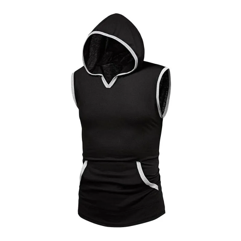 Men's Casual Colorblock Hooded Loose Breathable Sports Tank Top 85571588M sold by Manly