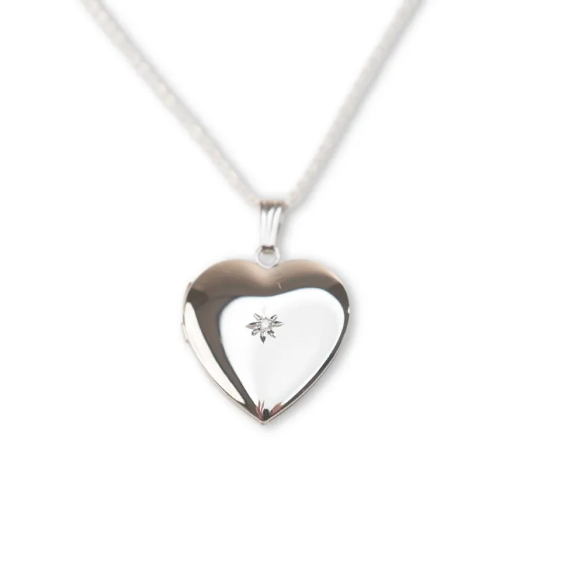 Silver Diamond Heart Locket sold by RG