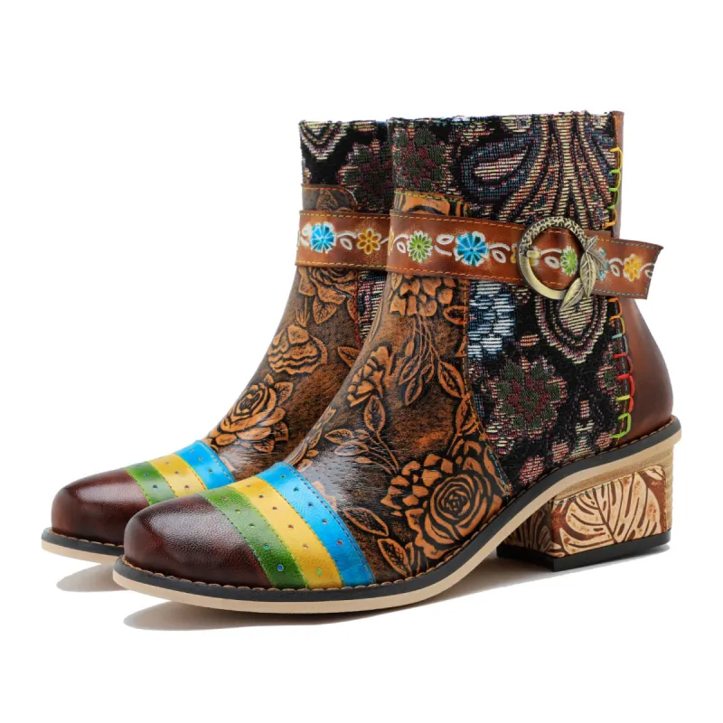 Retro Casual Style Strap Low Heel Ankle Boots sold by superladystar