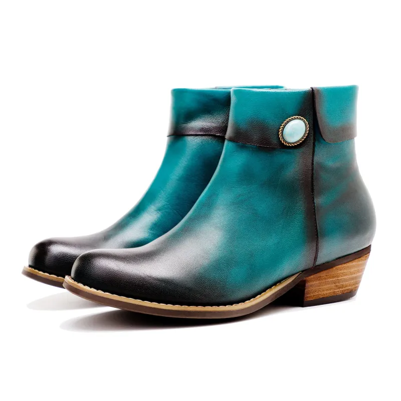 Round Toe Pure Color Low Heel Booties sold by superladystar