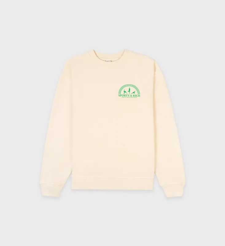 Fitness Group Crewneck - Cream sold by Sporty and Rich