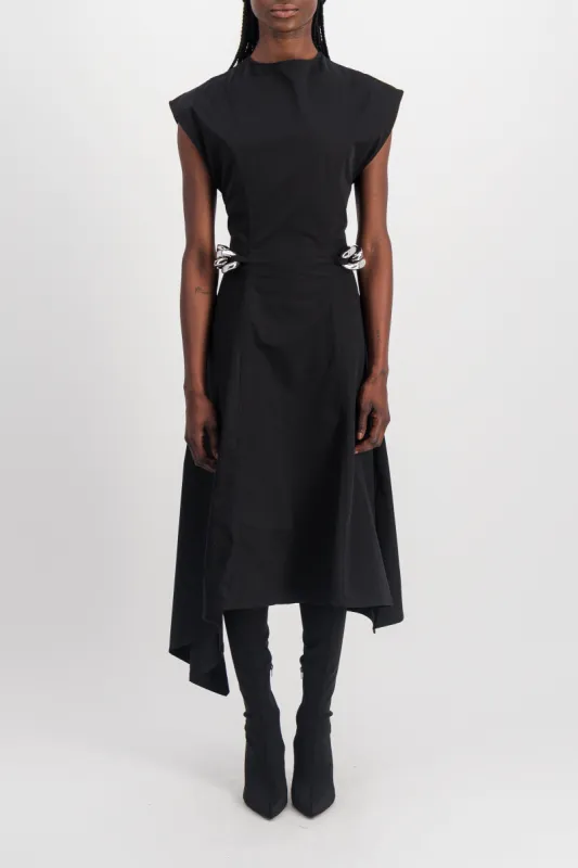 Silver chain link cap sleeve midi dress sold by Renaisa