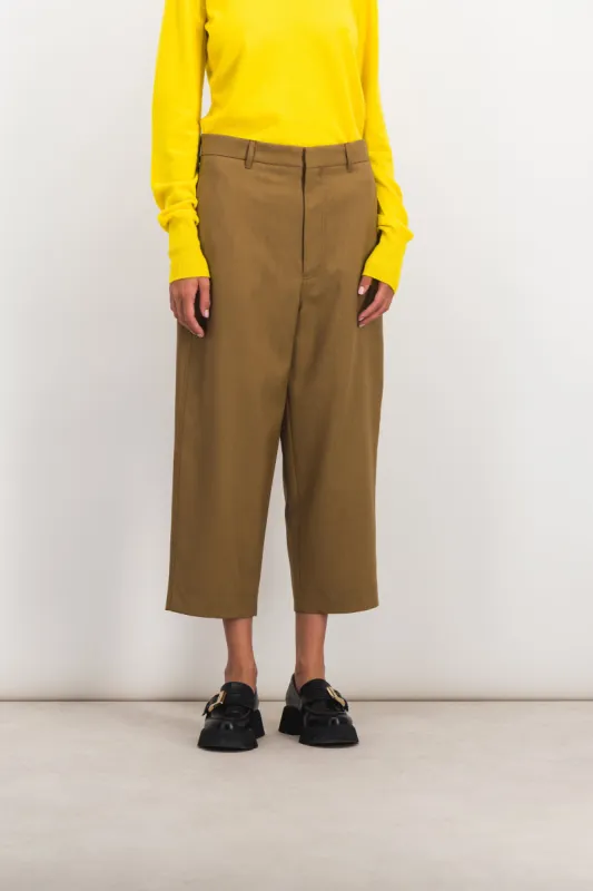 Cropped virgin wool boyfriend pants sold by Renaisa
