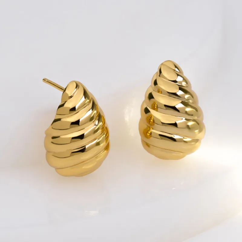 Teardrop Seashell Gold 20mm Stud Earrings sold by Wanderlust and Co