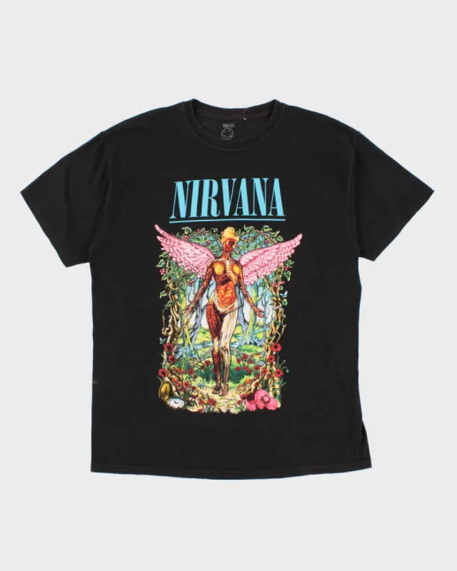 Men's Black Nirvana Graphic T Shirt - L sold by Rokit