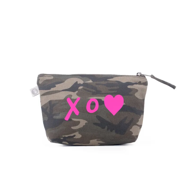 XOHeart: Makeup Bag Green Camo with Pink Neon sold by Quilted Koala