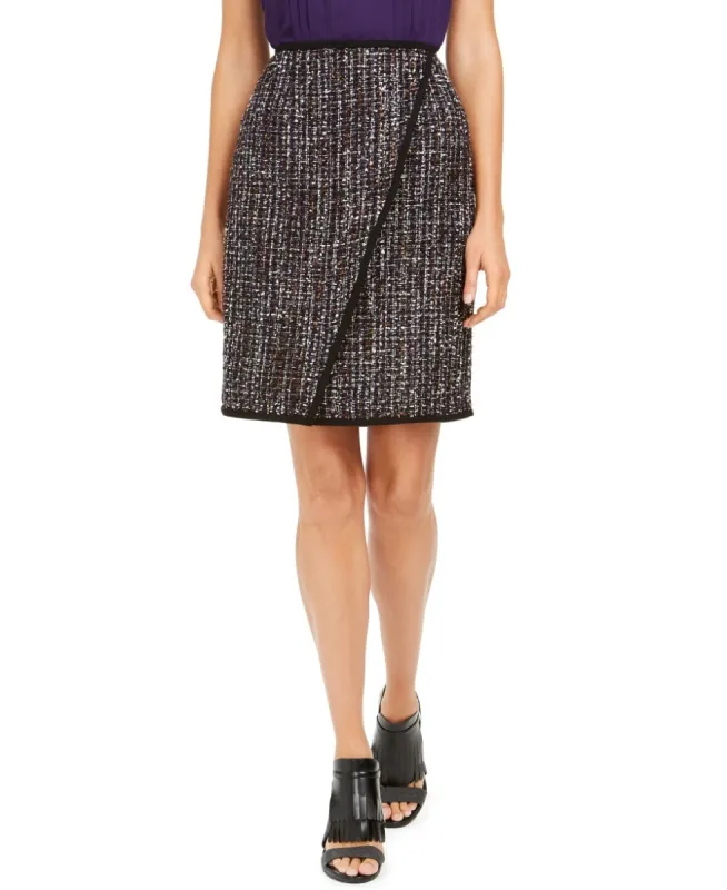 Calvin Klein Women's Tweed Front Overlap Skirt Black Size 14 sold by Ruumur