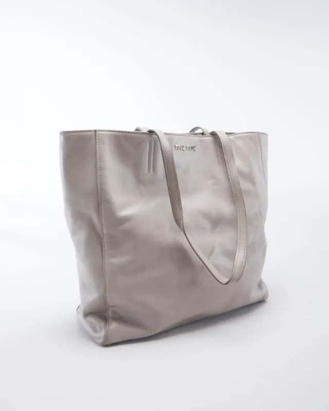 Miu Miu Beige Leather Tote Bag - O/S sold by Rokit