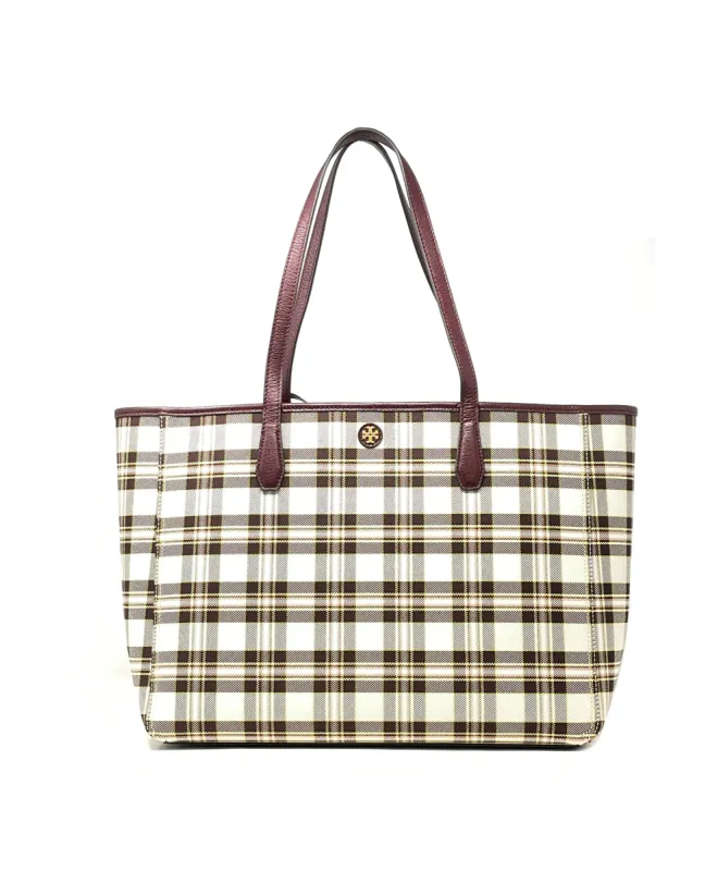 Tory Burch Brie Plaid Blake Plaid Tote sold by Ruumur