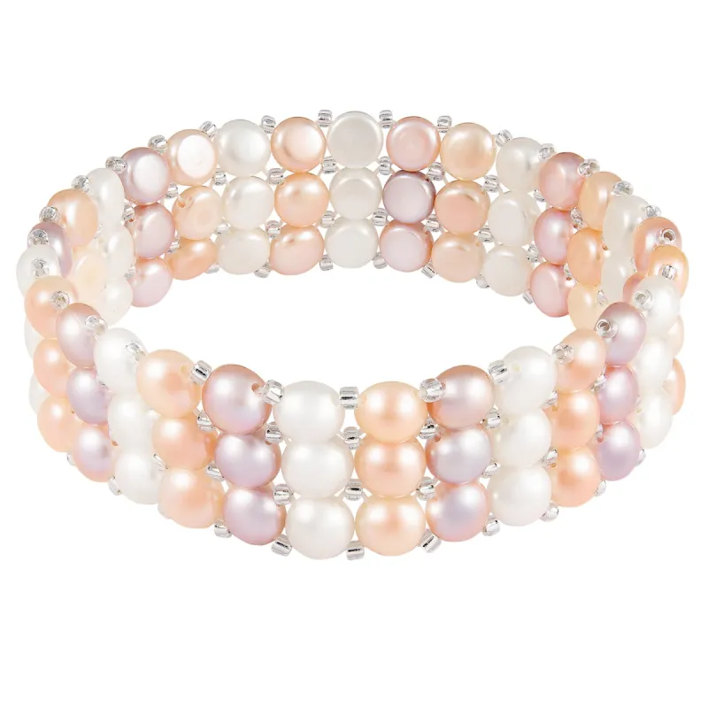 Splendid Pearls Beautiful Knitted Triple Row Pearl Bracelet sold by Ruumur