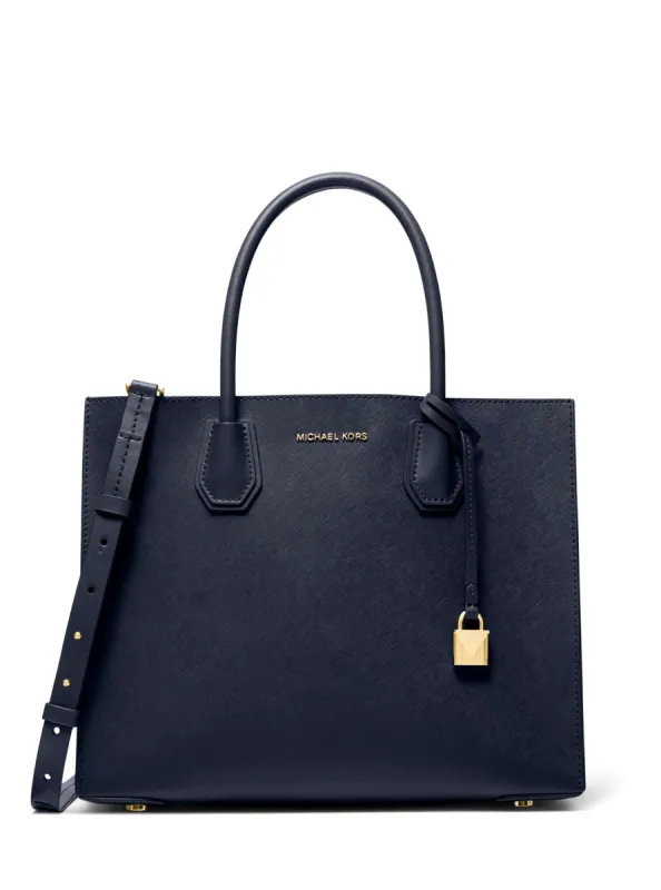 Michael Kors Women's Navy Mercer Large Saffiano Leather Tote Bag sold by Ruumur