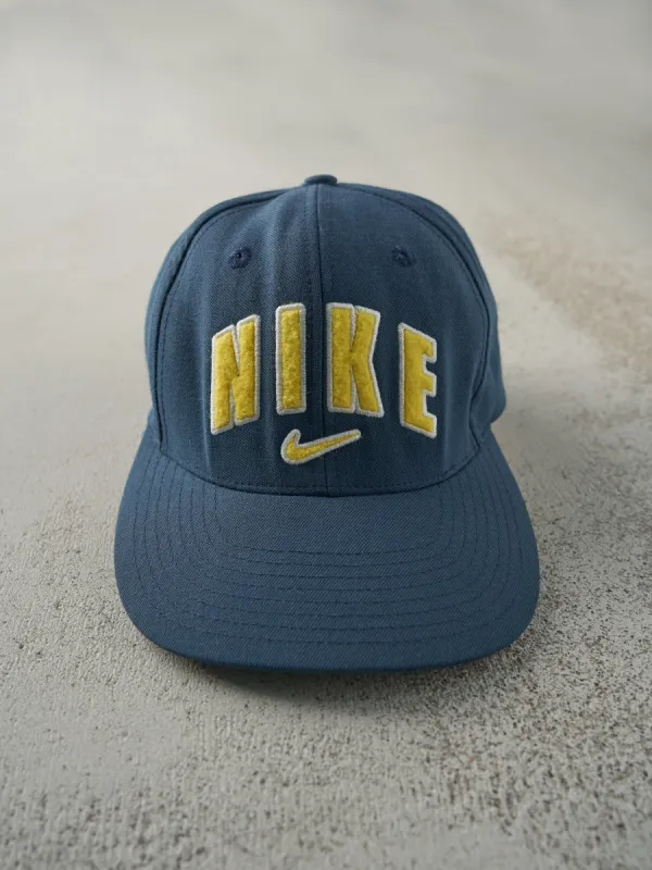 Vintage 90s Slate Blue & Yellow Nike Velcro Back Hat sold by Rebalance Vintage