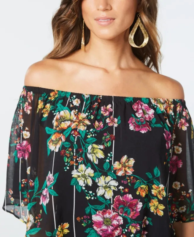 Thalia Sodi Women's Triple Threat Off-The-Shoulder Top Black Size Small sold by Ruumur