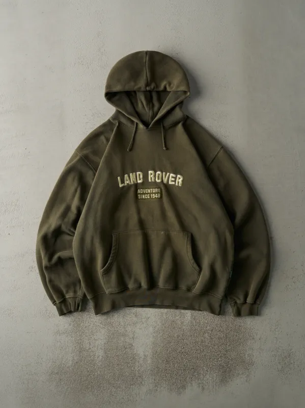 Vintage Y2K Green Embroidered Land Rover Hoodie (L) sold by Rebalance Vintage