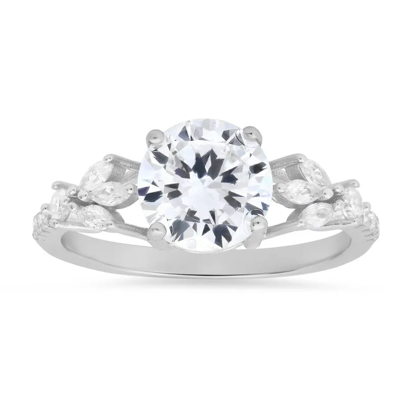Sterling Silver Round & Marquise-cut CZ Ring sold by Ruumur
