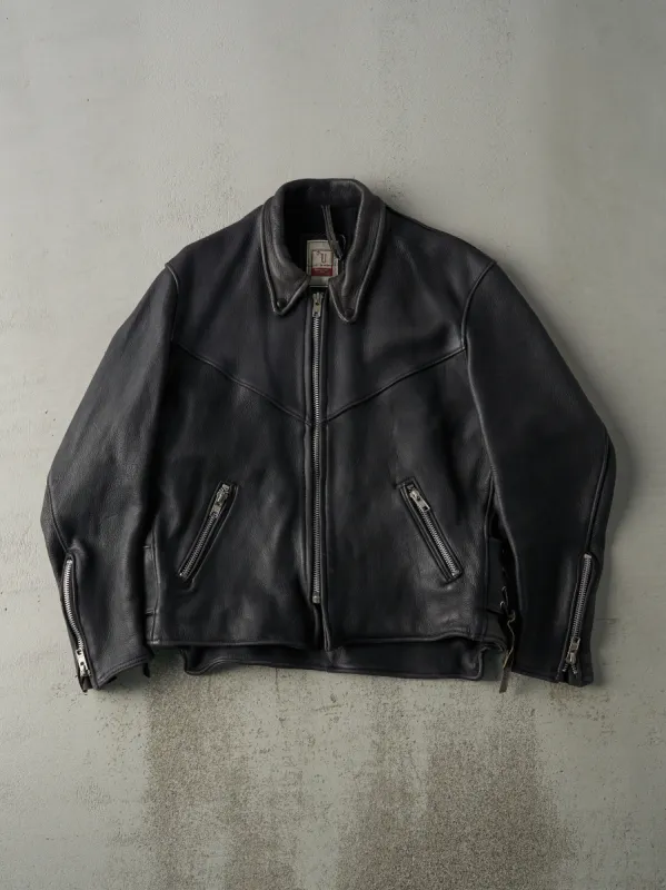 Vintage 90s Black Uber Leather Biker Jacket (L) sold by Rebalance Vintage