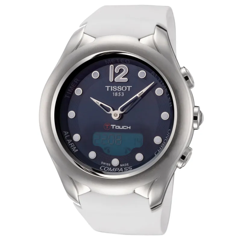 Tissot Women's T0752201704700 T-Touch 39.5mm Blue Dial Silicone Watch sold by Ruumur