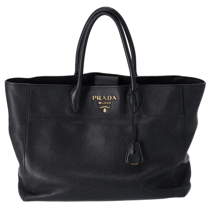 Prada Vitello Daino Leather Large Carryall Tote Bag Black 37866881 sold by Gaby's Bags