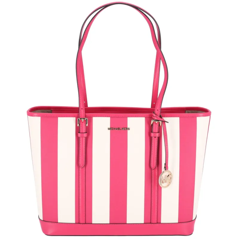 Michael Kors Jet Set Travel Large Top Zip Tote Electric Pink Multi Stripe sold by Gaby's Bags