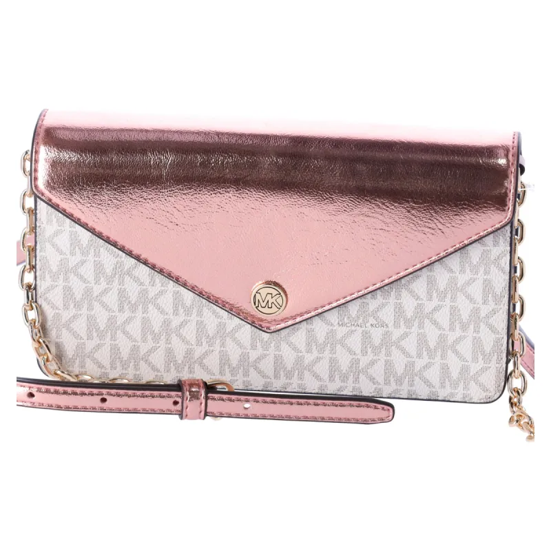 Michael Kors Jet Set Travel Small Signature Clutch Crossbody Vanilla Primrose sold by Gaby's Bags