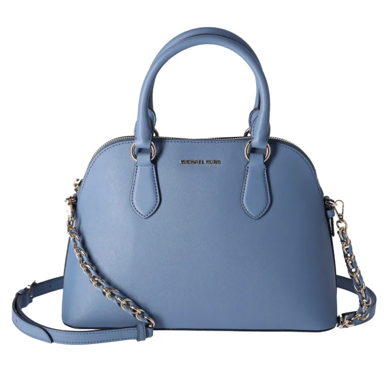 Michael Kors Veronica Medium Dome Satchel Crossbody Denim Blue Saffiano Leather sold by Gaby's Bags