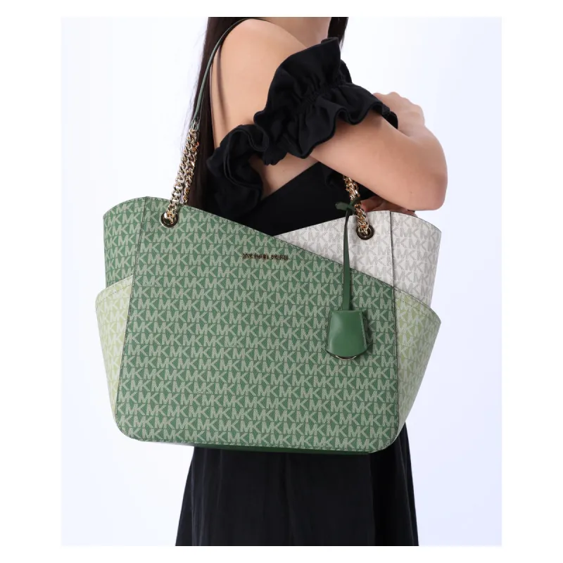 Michael Kors Jet Set Travel Large Chain Shoulder Tote Bag MK Fern Green Multi sold by Gaby's Bags