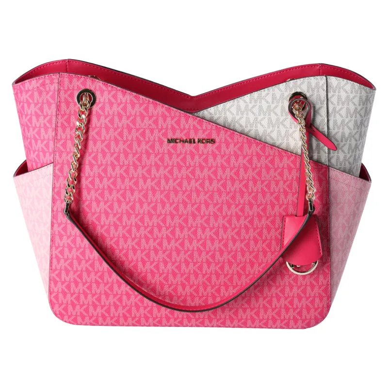 Michael Kors Jet Set Travel Large Chain Shoulder Tote Bag MK Electric Pink Multi sold by Gaby's Bags