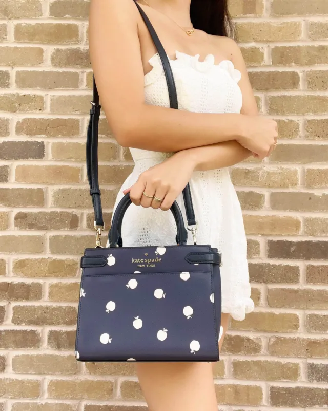 Kate Spade Staci Small Leather Satchel Crossbody Orchard Toss Blazer Blue Multi sold by Gaby's Bags